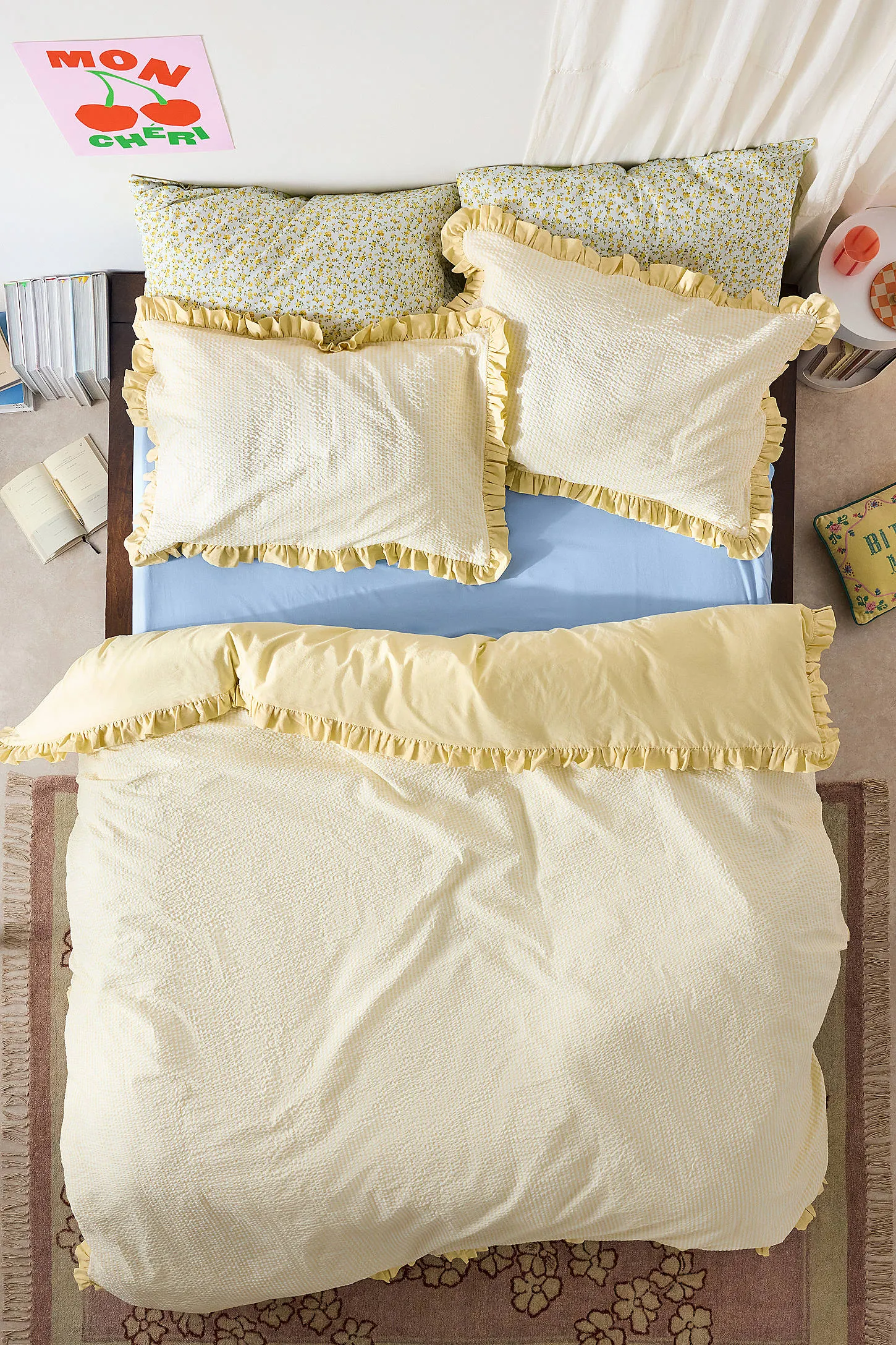 Yellow Stripe Seersucker Duvet Set - Yellow