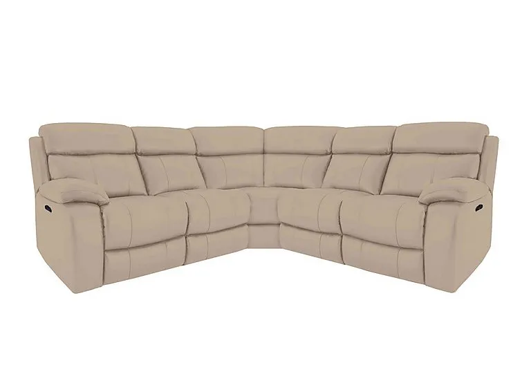 Moreno Leather Power Recliner Corner Sofa with Power Headrests - BV Pebble