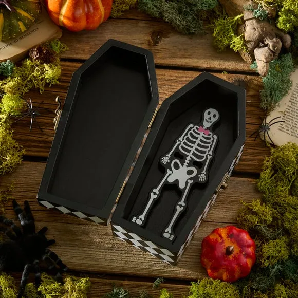 Wooden Coffin with Skeleton Decoration 2