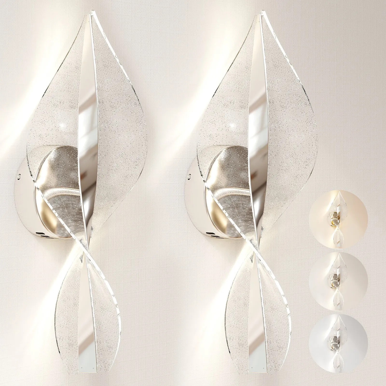 HOMCOM Led Wall Lamp 2 Pack, Modern Indoor Spiral Wall Light in Silver 2
