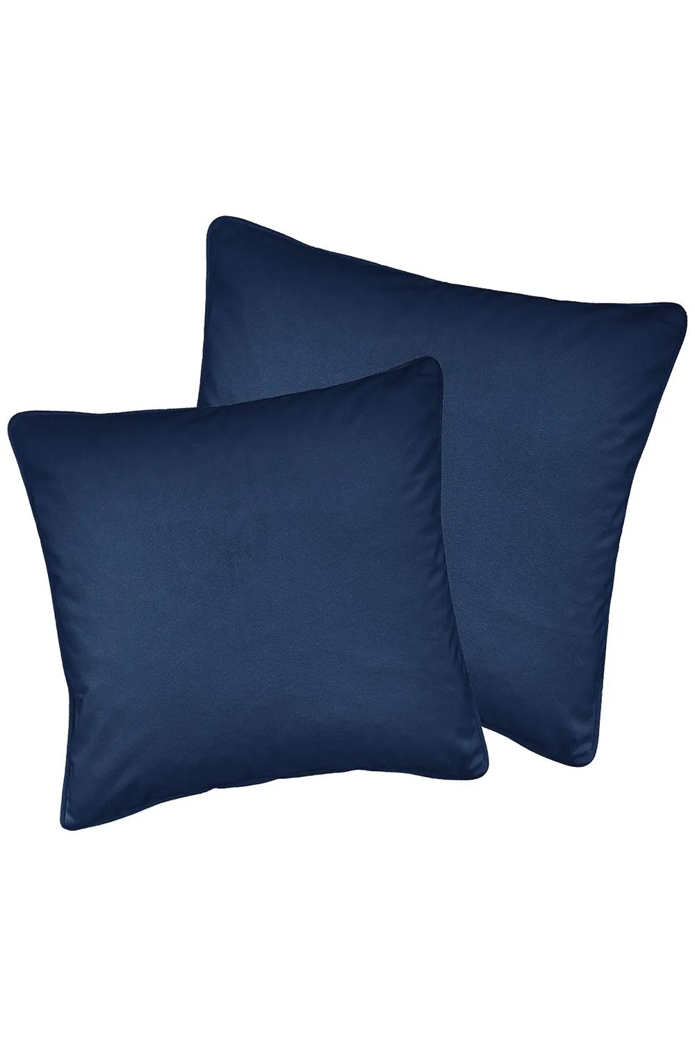 Enhanced Living Pair of Soft Velvet Double Sided Zip Opening Piped Edge Cushion Covers - Cases Only in Navy