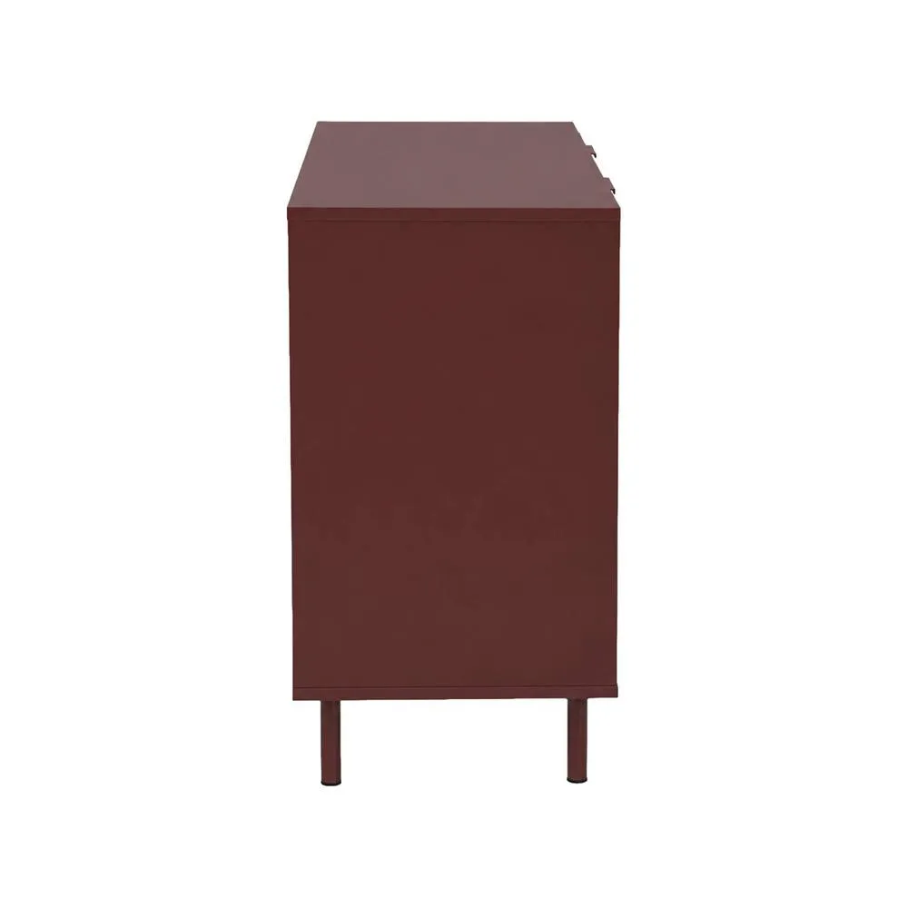 sweeek Sideboard 3 doors 120cm wood decor & metal in Burgundy 6