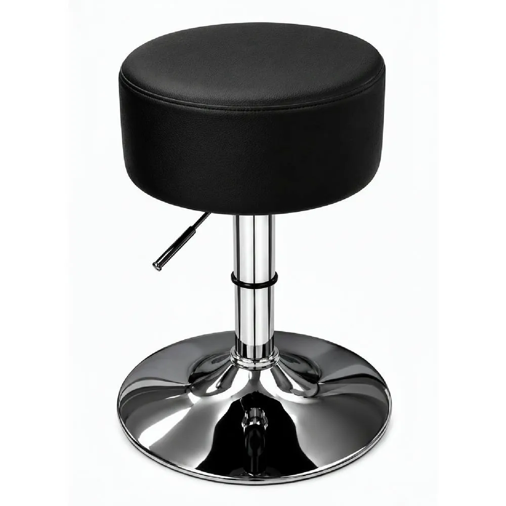 netfurniture Low Bar Kitchen Stool - Black Padded Seat Height Adjustable