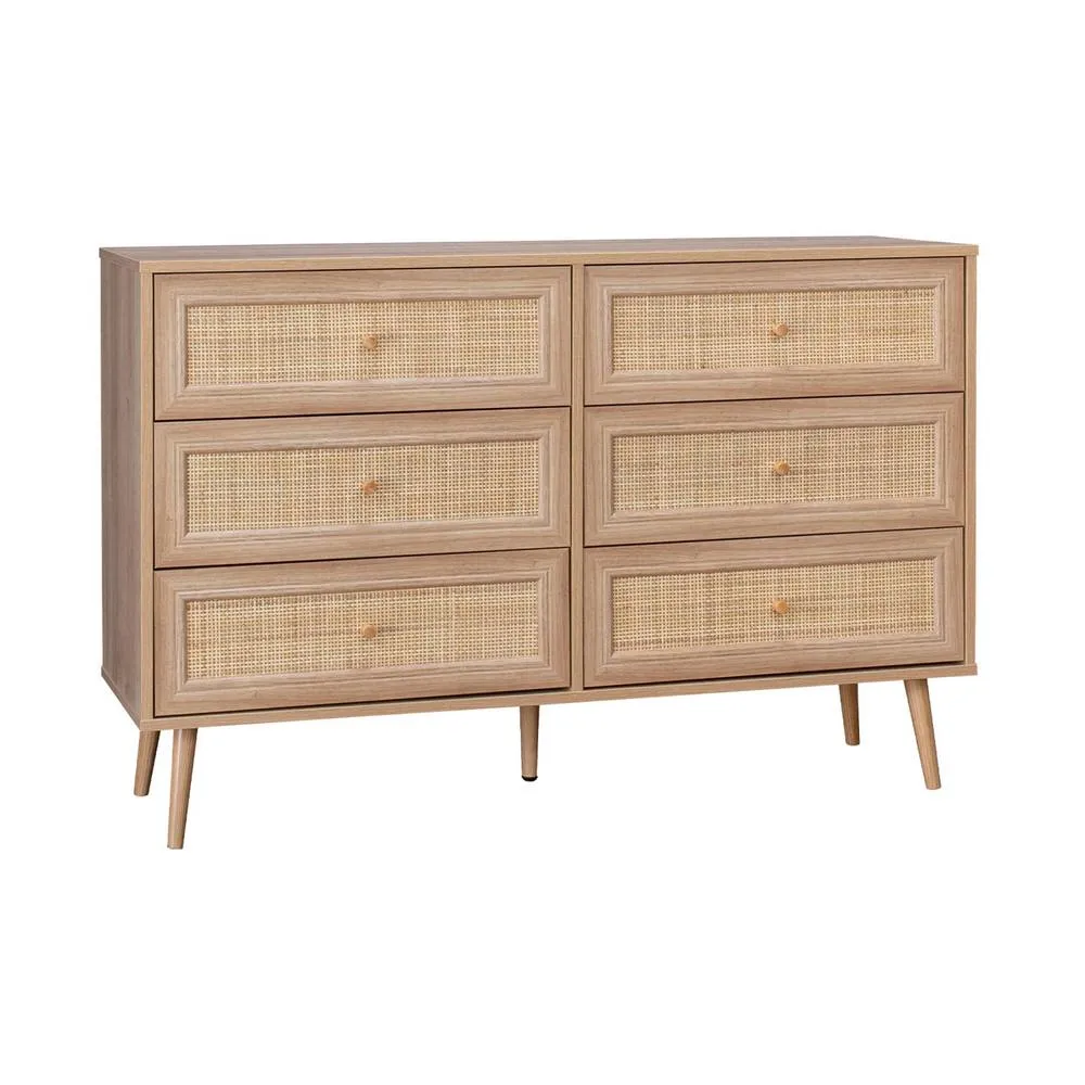 sweeek 6-drawer chest with wood & cane effect in Beige 2