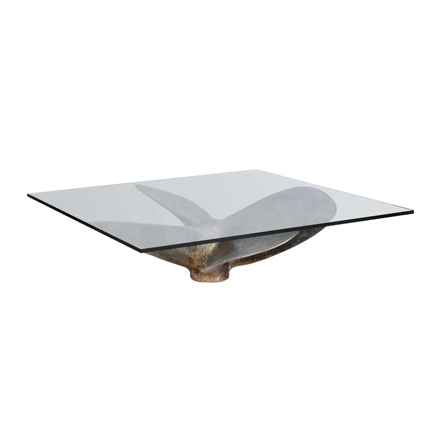 Timothy Oulton 110cm Junk Art Propeller Square Coffee Table, Vintage Steel