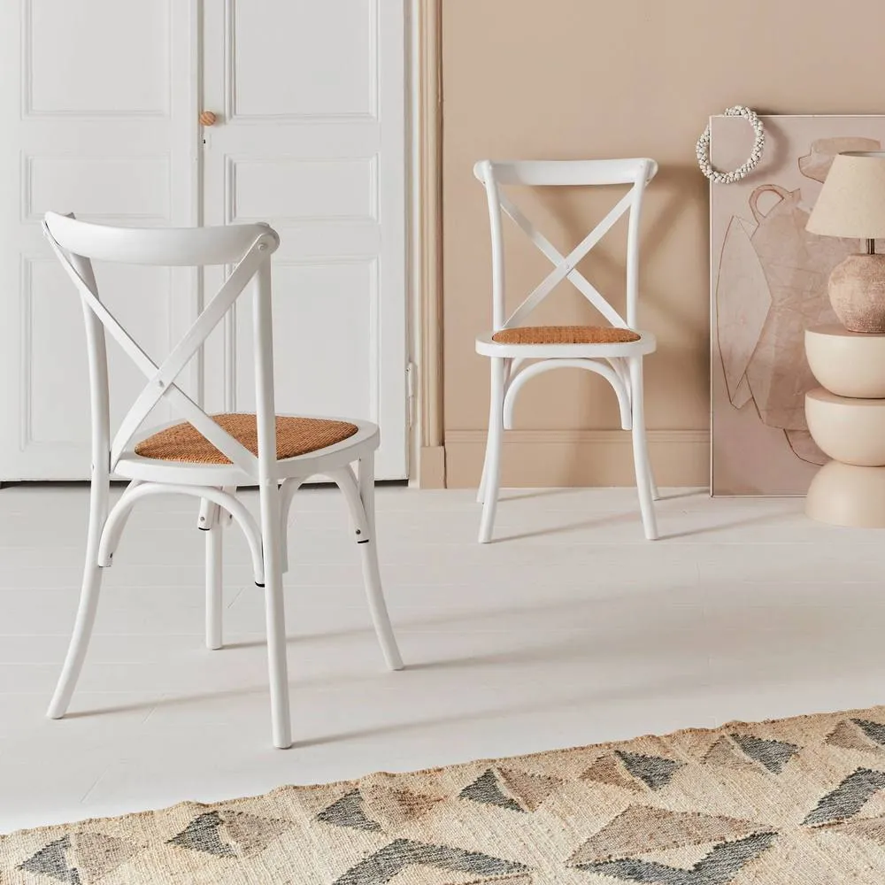 sweeek Set of 2 Vintage Wooden Bistro Chairs in White 5
