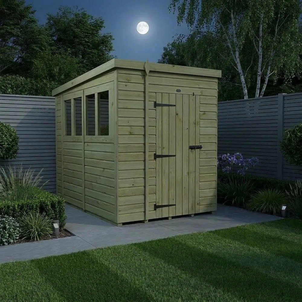 Buttercup Farm 6ft x 10ft Pent Garden Shed Single Door With Windows - Timber in Brown 3
