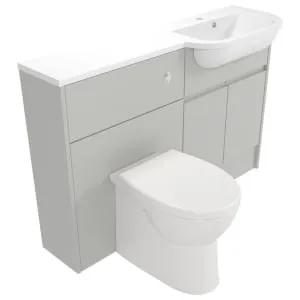 Deccado Clifton Whisper Grey Right Hand 1200mm Slimline Fitted Vanity & Toilet Pan Unit Combination with Right Hand Basin 2