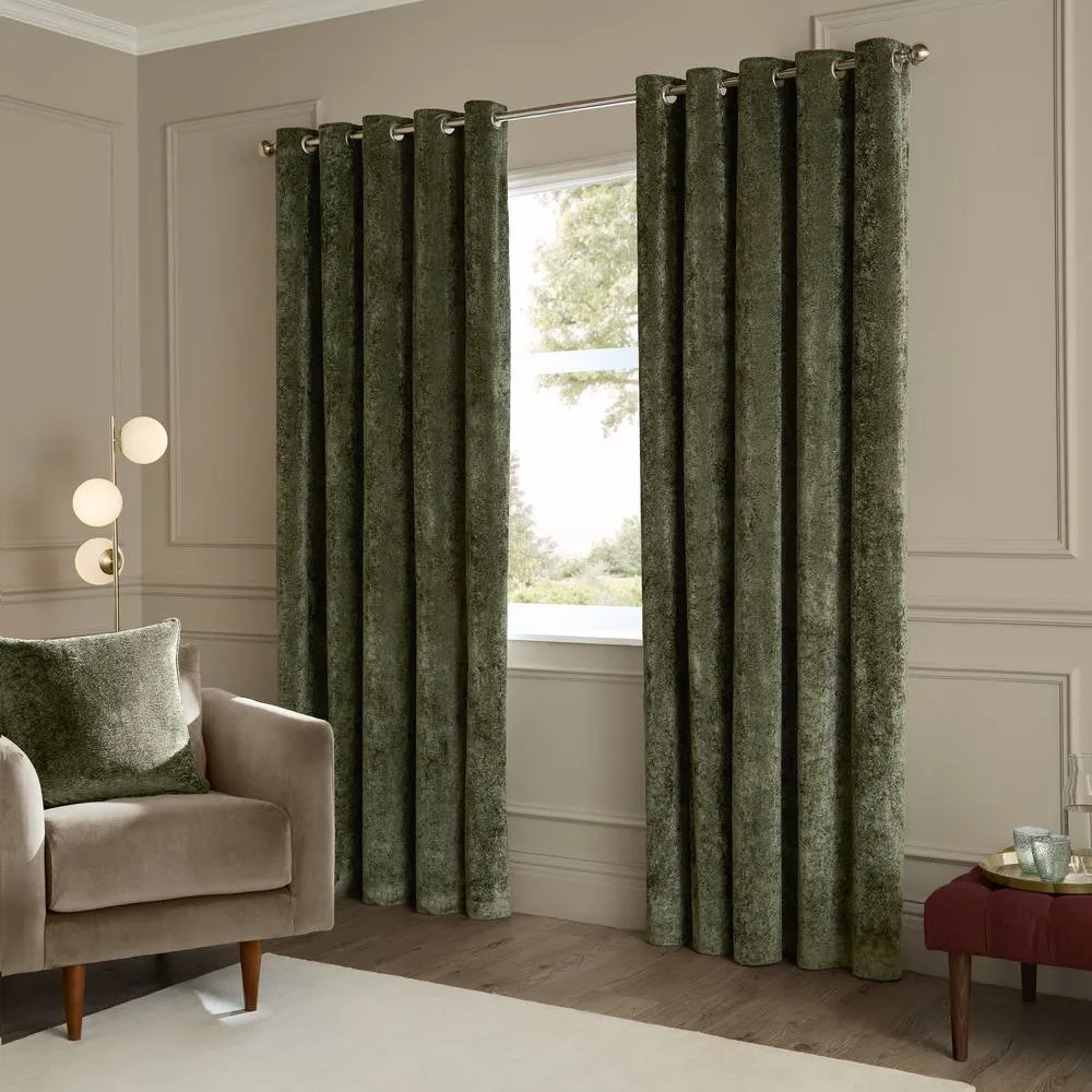 Paoletti Lustre Crushed Velvet Cushion in Green 5