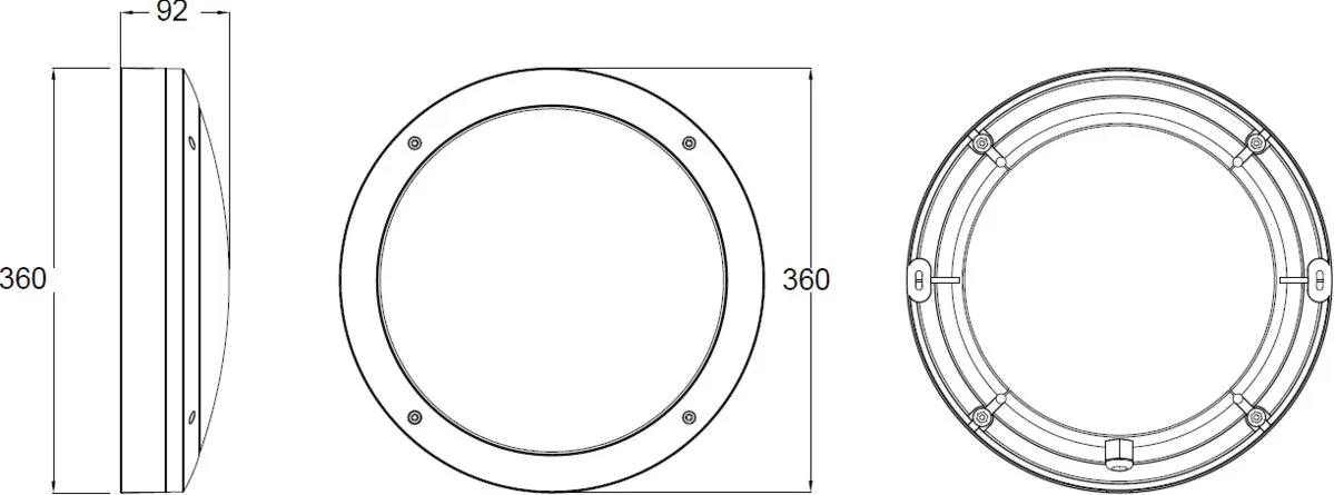 Netlighting LED Round Bulkhead CCT with Daylight Sensor Black 230V IP65 18W 2