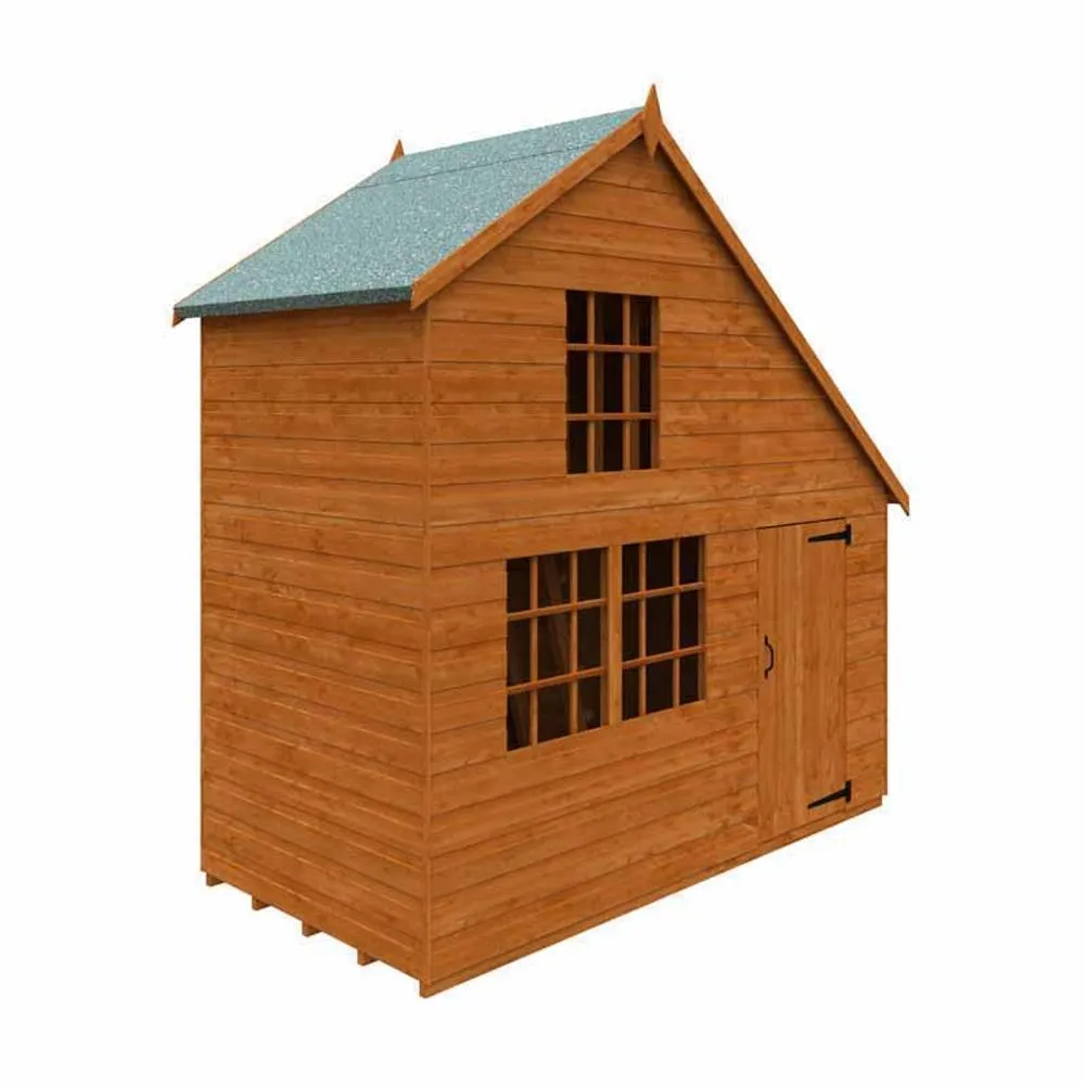 Buttercup Farm 4 x 8 Feet Clubhouse 12mm Shed - Solid Wood/Softwood/Pine in Burnt Orange