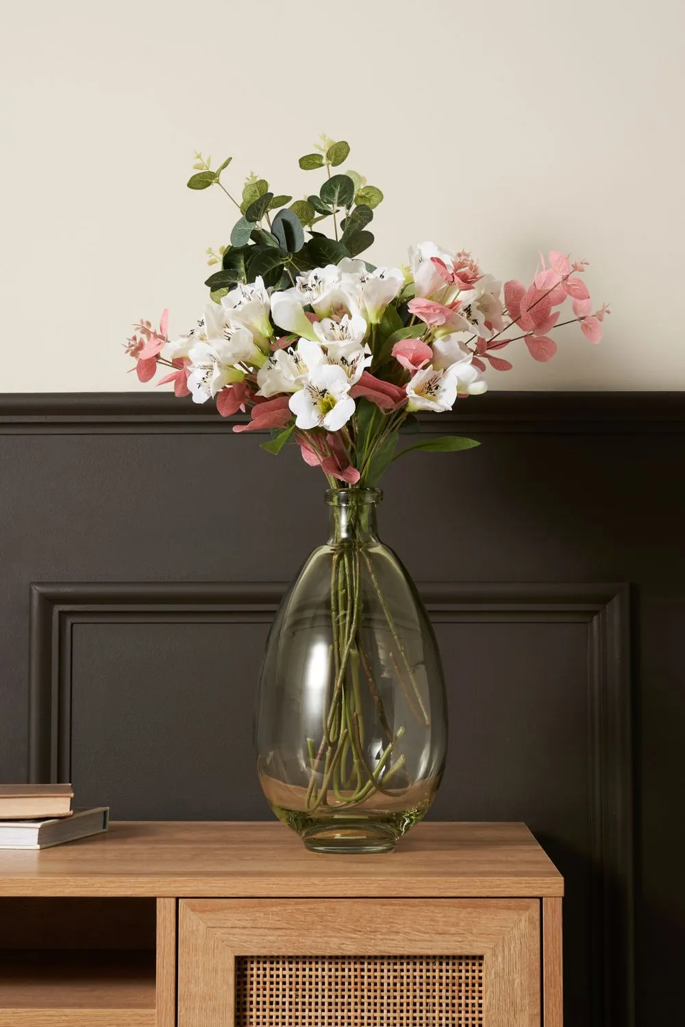 BHS Tall Round Glass Vase, Green Tint