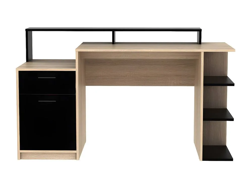 Vente-unique Desk With Storage - Oak & Black - ZACHARIE 2