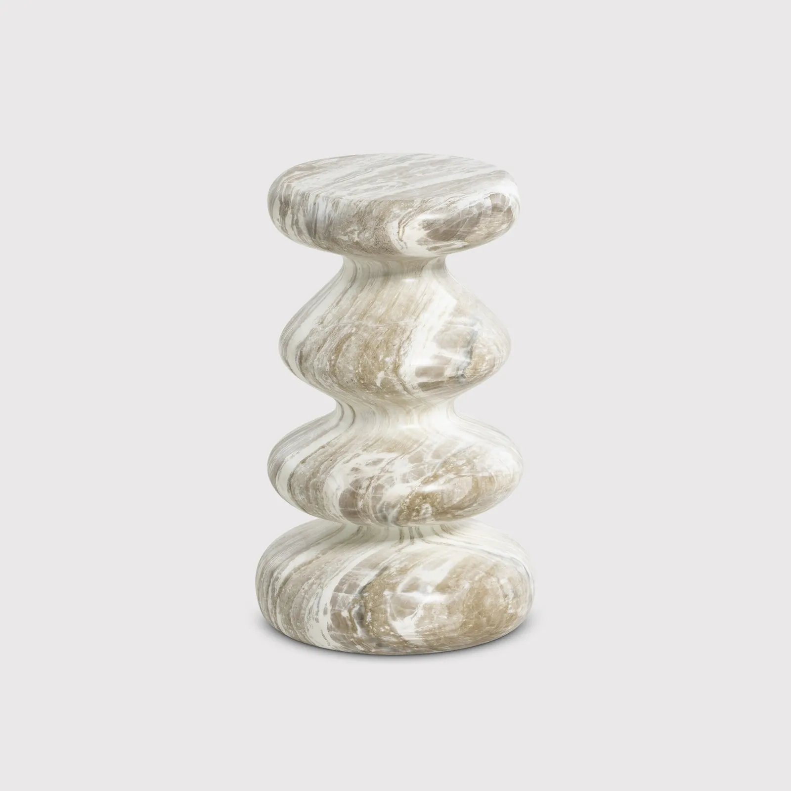 Knip Curved Garden Drinks Side Table, Round, Stone, Grey | Barker & Stonehouse