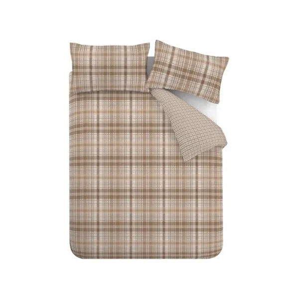 Catherine Lansfield Hamish Check 100% Brushed Cotton Duvet Cover & Pillowcase Set 5