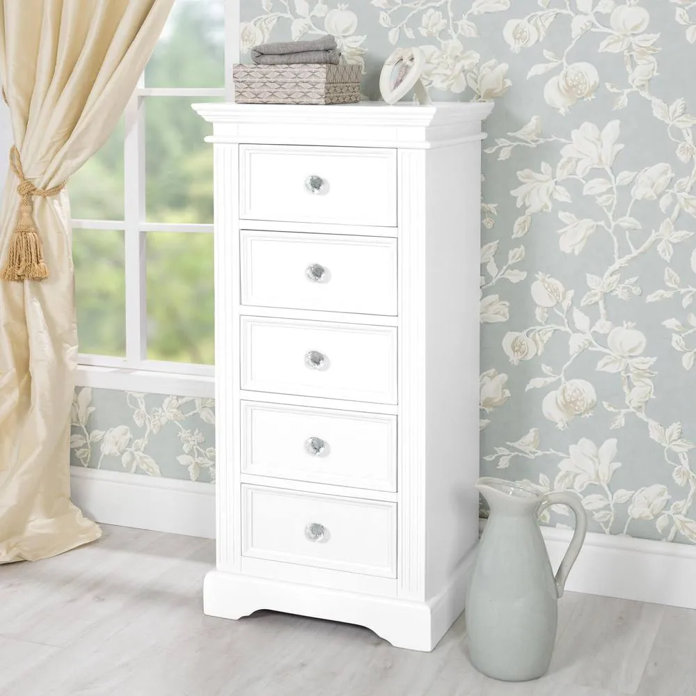 Statement Furniture Gainsborough White Tallboy with Crystal Handles 6