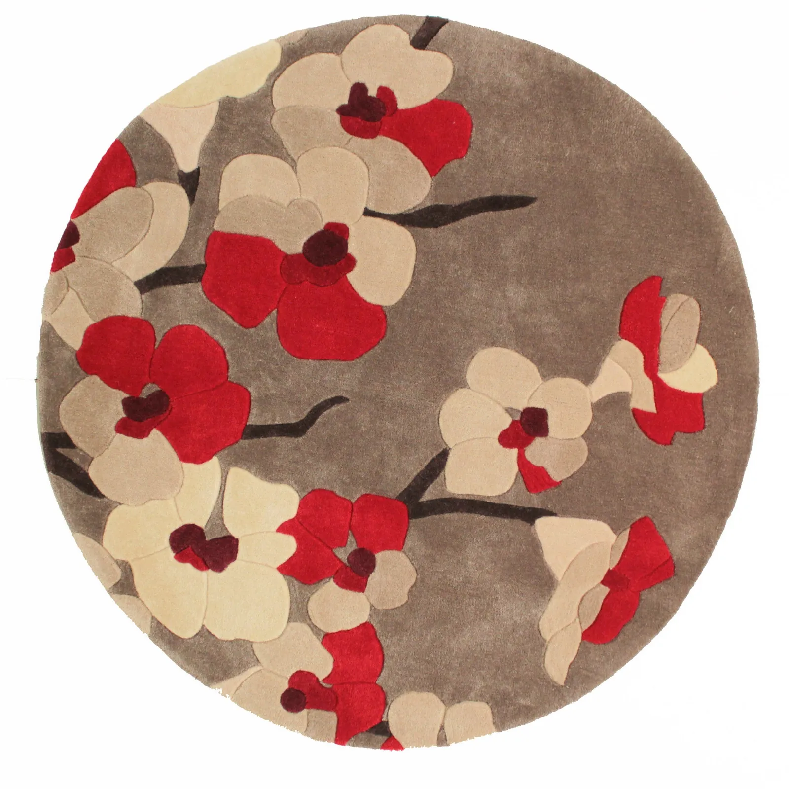 Infinite Blossom Circle Rug Red