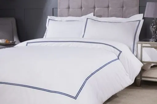 New Edge Blinds Carlton Embroidered Duvet Set in Blue