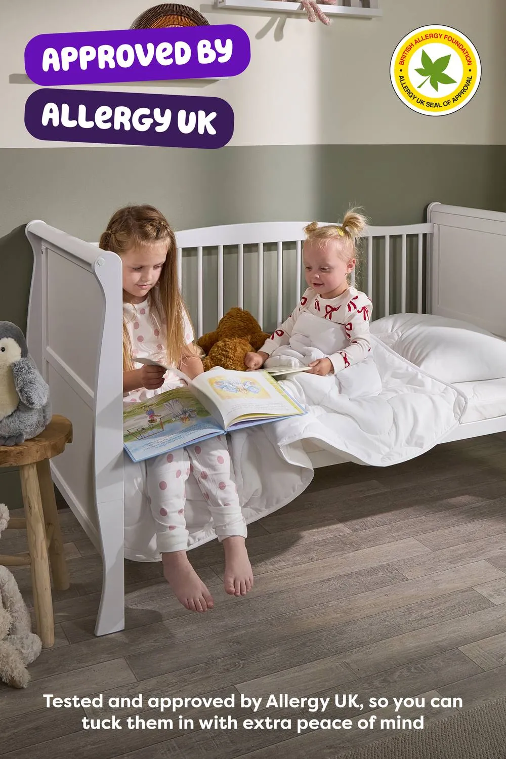 Slumberdown Little Slumbers Anti Allergy 4 Tog Cot Bed Duvet in White 5