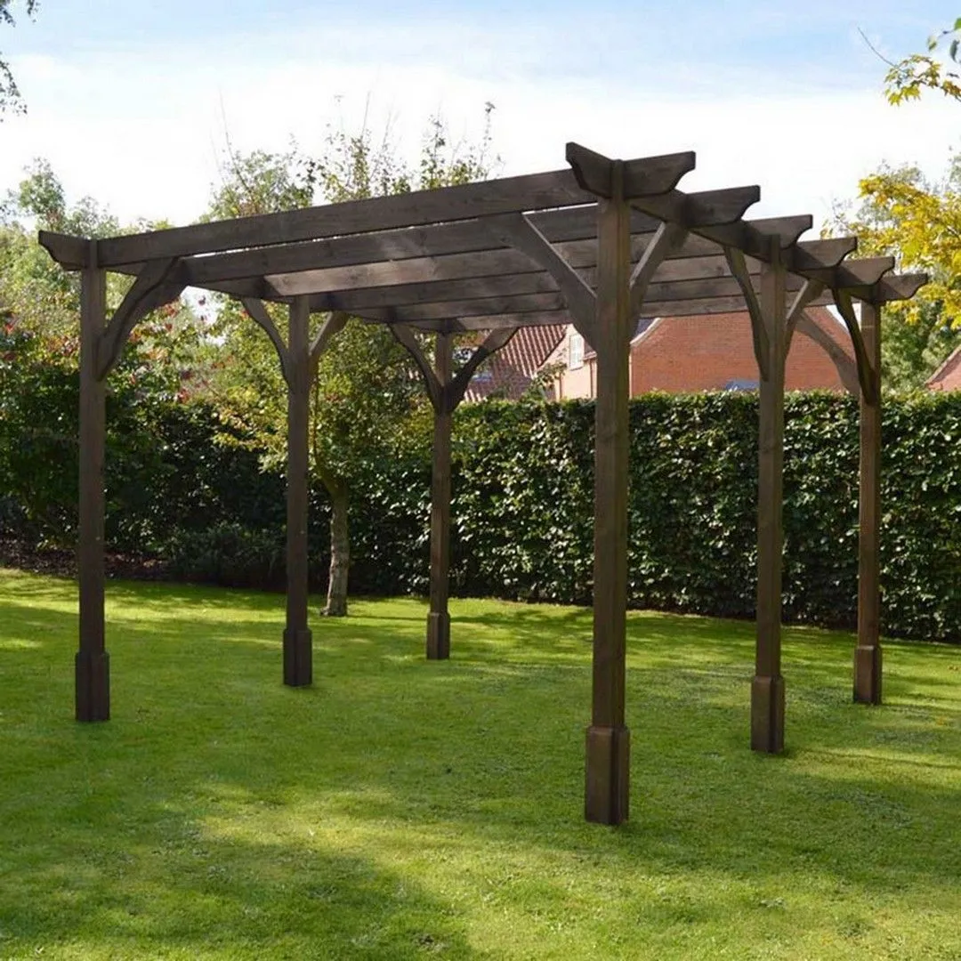 Rutland County Garden Furniture Ltd Premium Pergola 6 Posts - Wood - L480 x W660 x H270 cm - Rustic Brown 2
