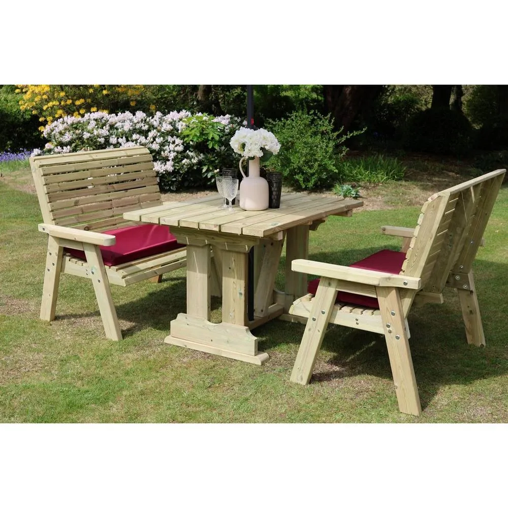 Churnet Valley Garden Furniture Ltd Ergo 4 Seat Compact Set - 2xB 120X90 Table - Partially Assembled in Brown