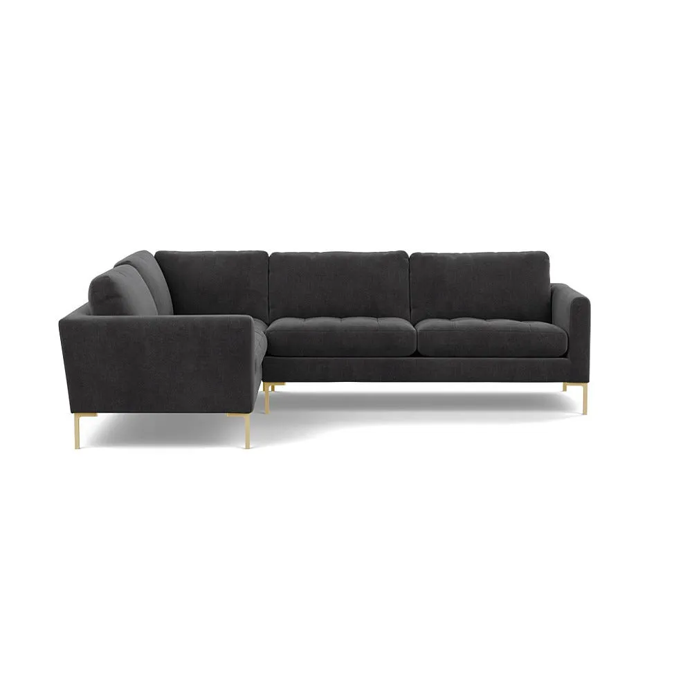 Heal's Eton Left Hand Facing Corner Sofa Smart Luxe Velvet Nickel Brass Feet 1