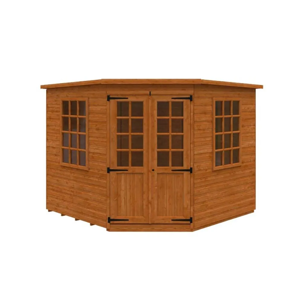 Buttercup Farm 8 x 8 Feet Pentagon Cornerhouse 12mm Shed - Solid Wood/Softwood/Pine in Burnt Orange