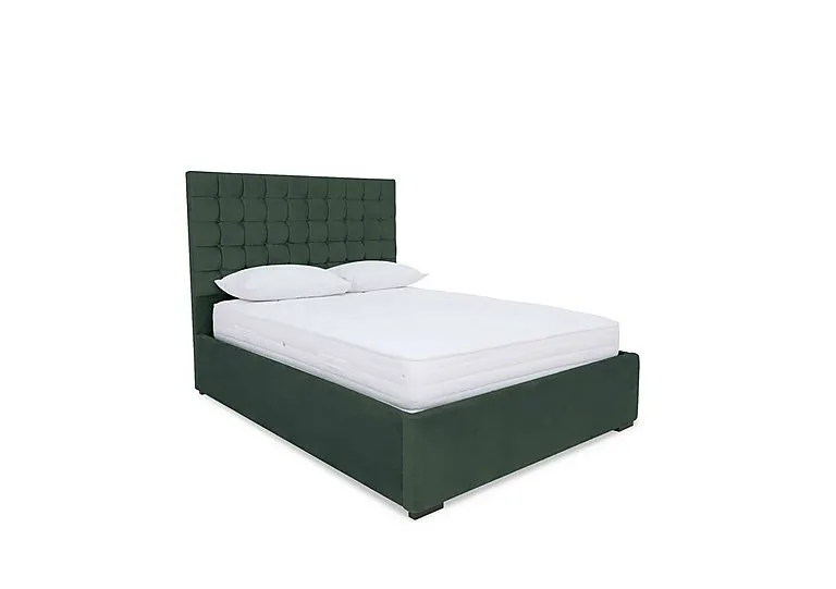 Dice Ottoman Bed Frame - Super King - Plush Emerald