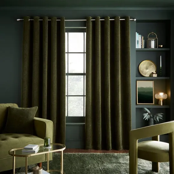 Luxe Textured Chenille Eyelet Curtains 2