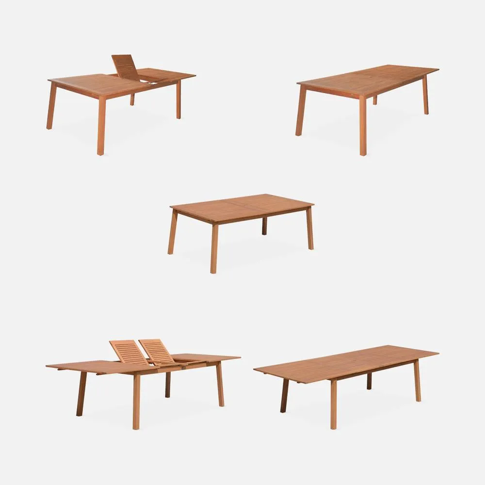 sweeek 10-seater Extendable Wooden Garden Table Set With Chairs in Light Brown 3
