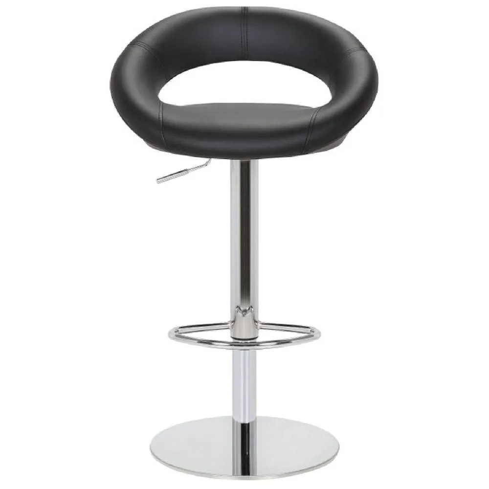 netfurniture Soren Deluxe Bar Stool Padded Seat Weighted Base Chrome Frame in Black 4