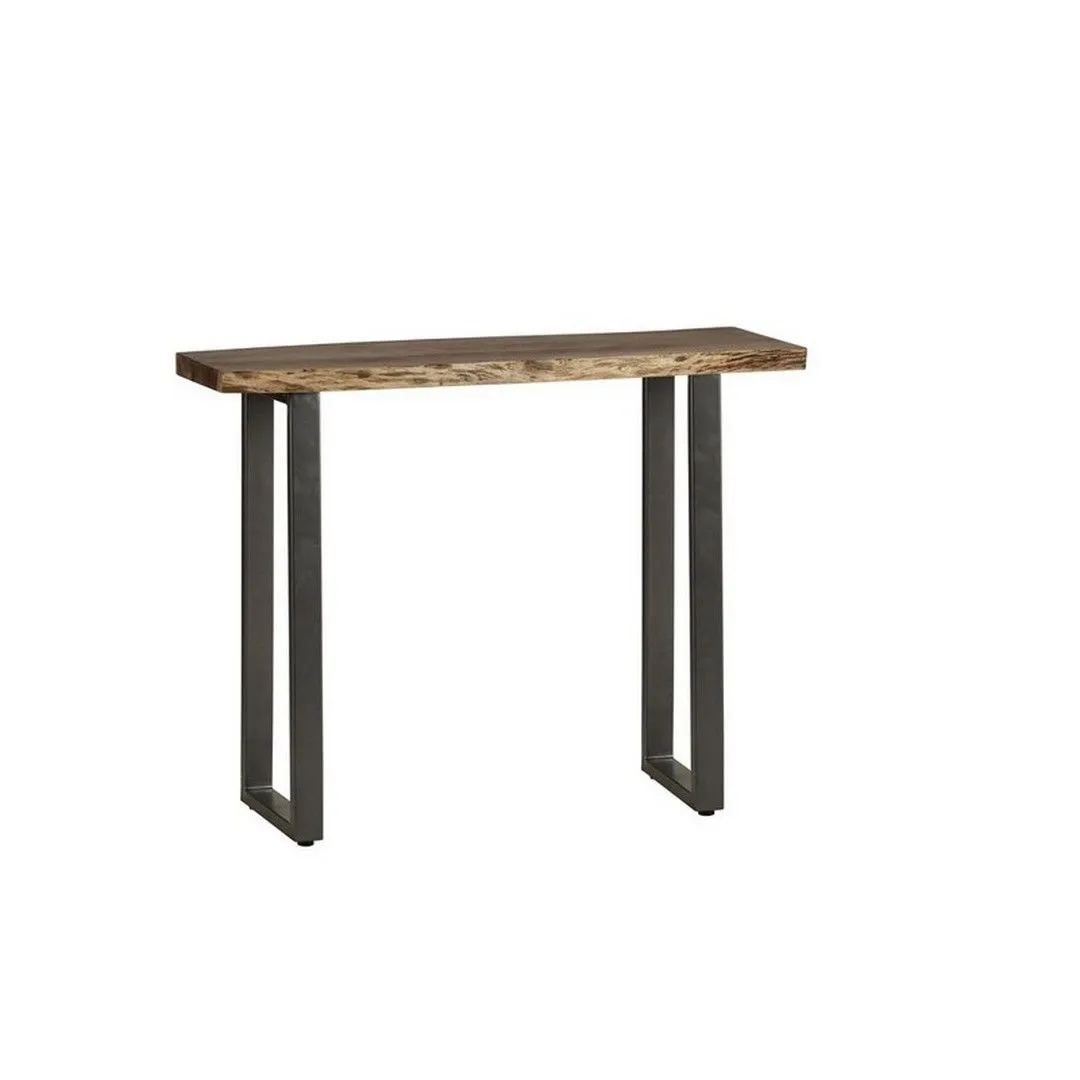 Indian Hub Baltic Live Edge Console Table - Metal/Acacia Solid Wood - L35 x W100 x H78 cm in Brown