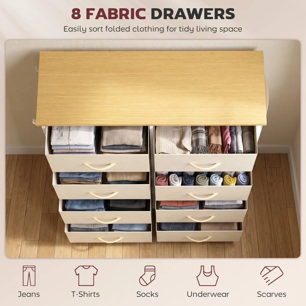 HOMCOM Fabric Chest of Drawers, 8 Drawer Dresser for Bedroom, Beige 4