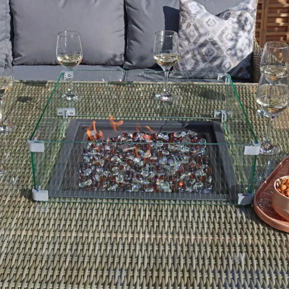 Wentworth 7 Piece Deluxe Modular Corner Lounge Set with Square Firepit 2