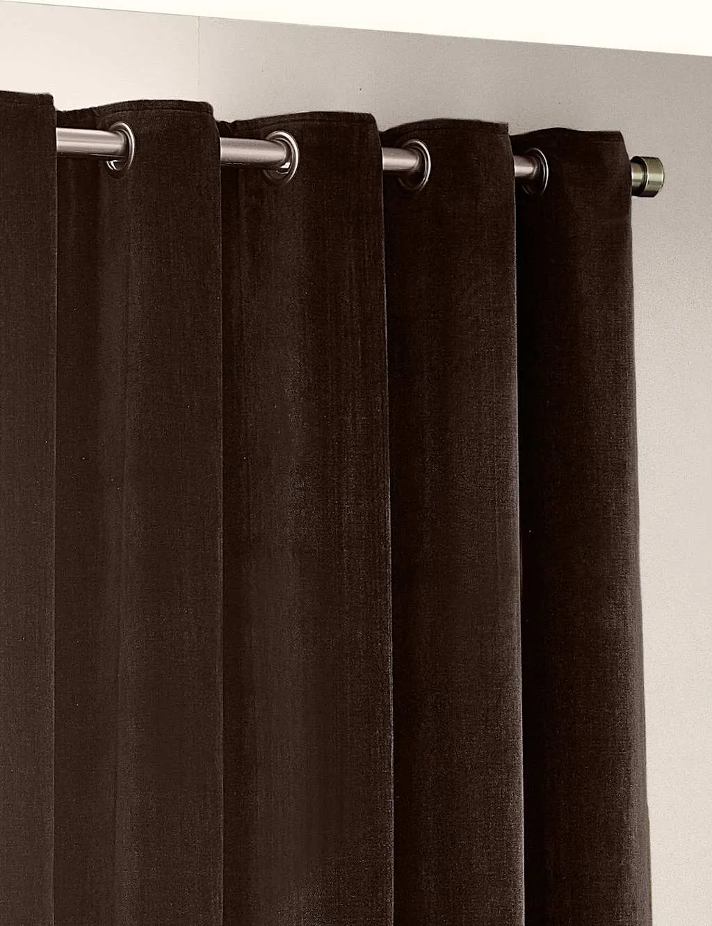 YARD Chenille Blackout Pencil Pleat Curtains Brown