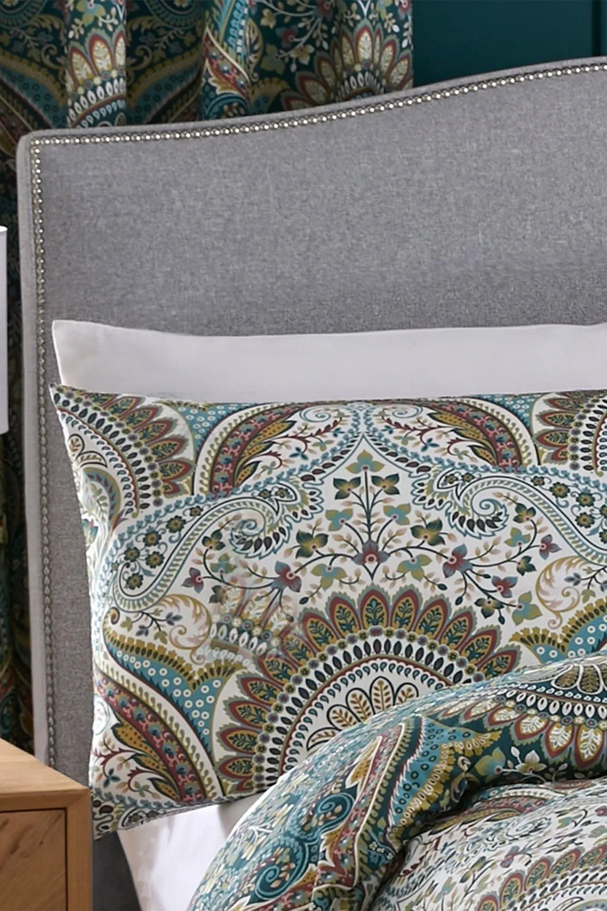 Dreams & Drapes 'Palais' Rich Jacobean Damask Print Duvet Cover Set in Teal 6