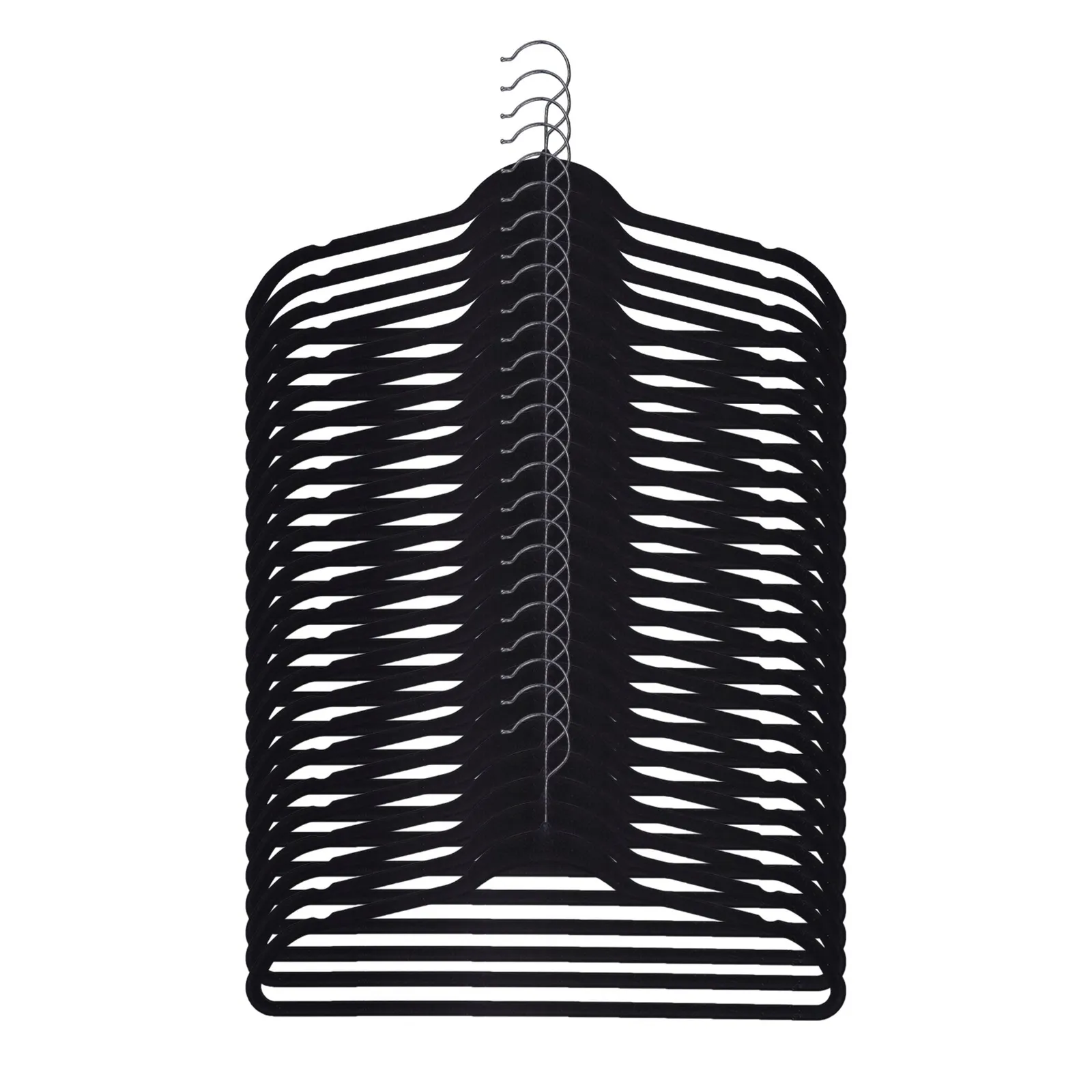 Pack Of 25 Black Flocked Hangers Black