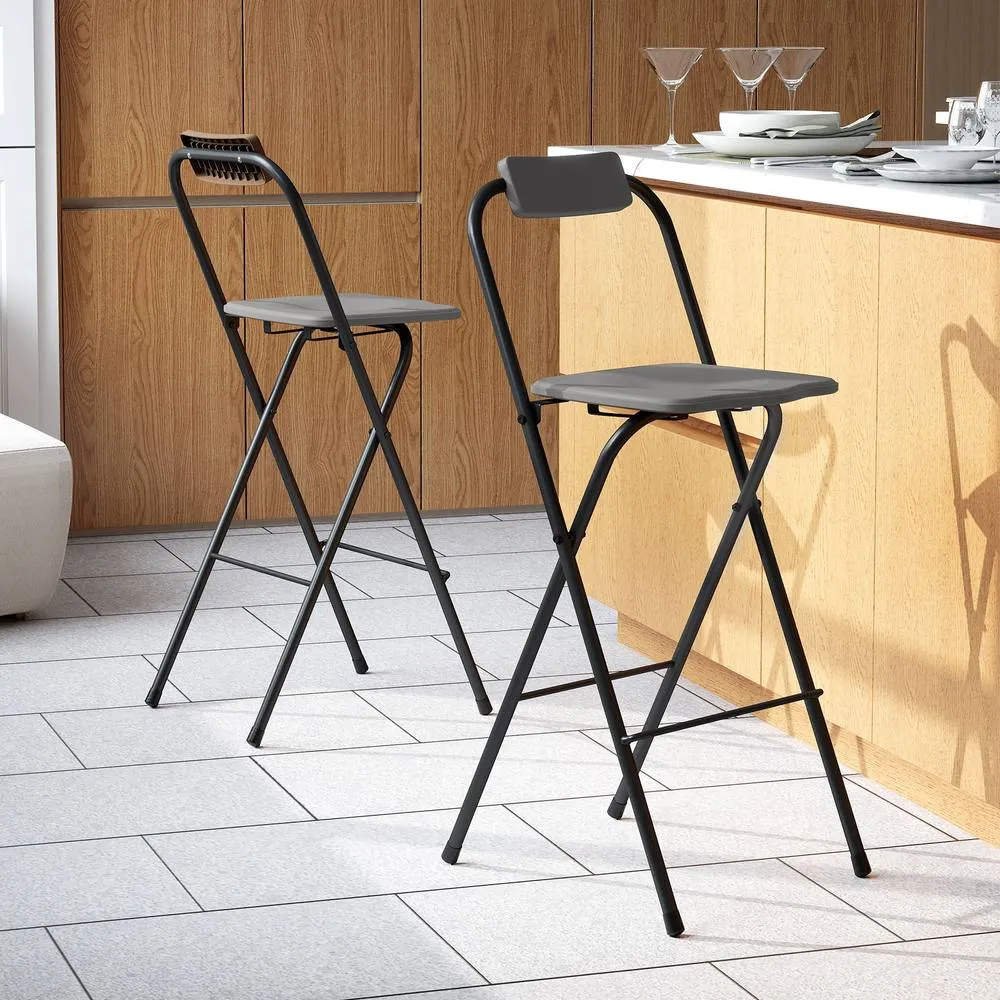 Costway Outdoor Folding Barstools Set of 2 Bar Height Patio Chairs 4
