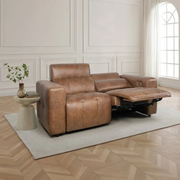 Akari Quilted Faux Leather Power Recliner 3 Seater Sofa 3