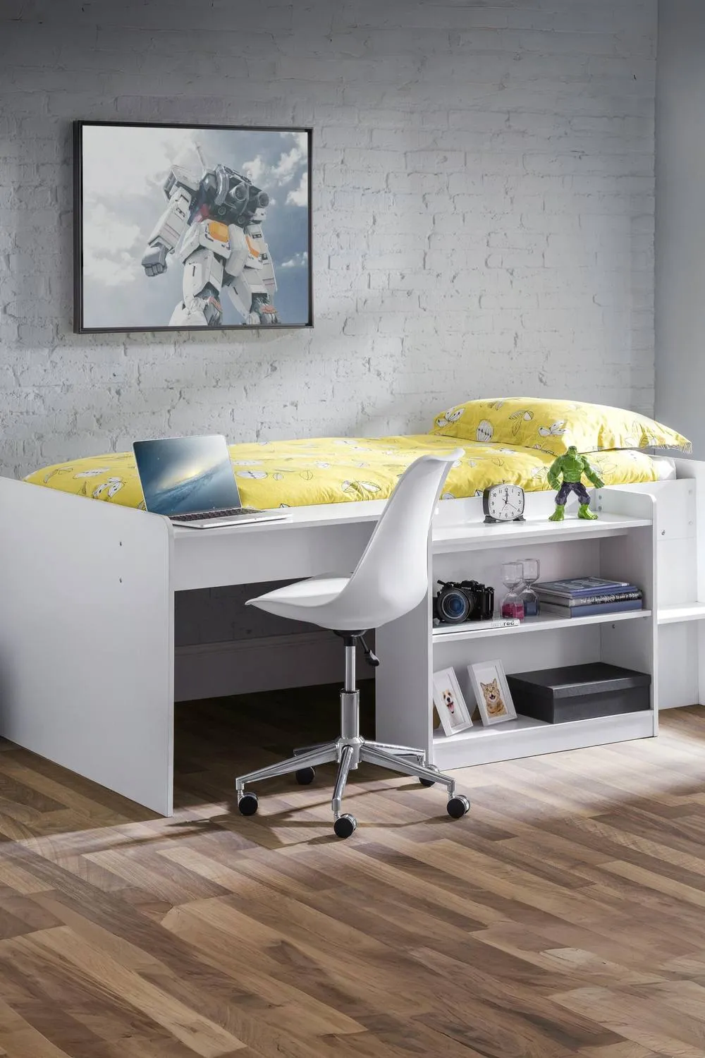 Julian Bowen Neptune Midsleeper Cabin Bed with Desk in White
