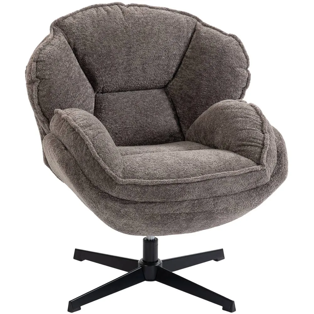 HOMCOM Accent Chair with 360° Swivel for Living Room in Grey 2