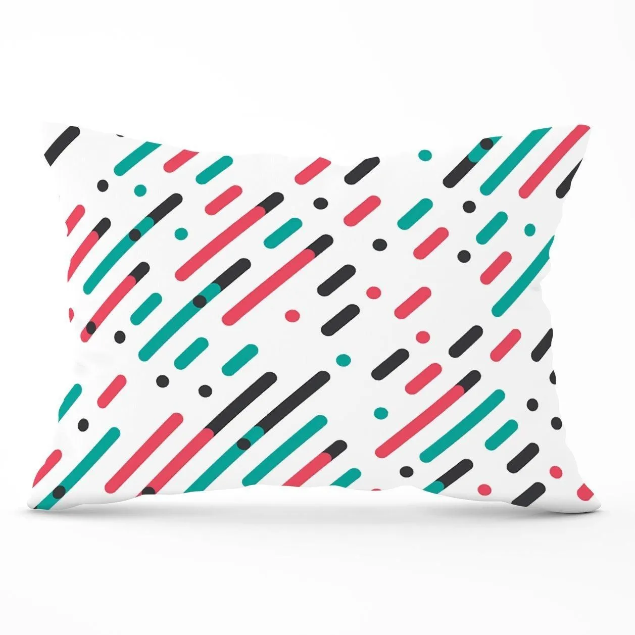 Warren Reed - Designer Overlapping Coloured Diagonal Lines Cushions in Green