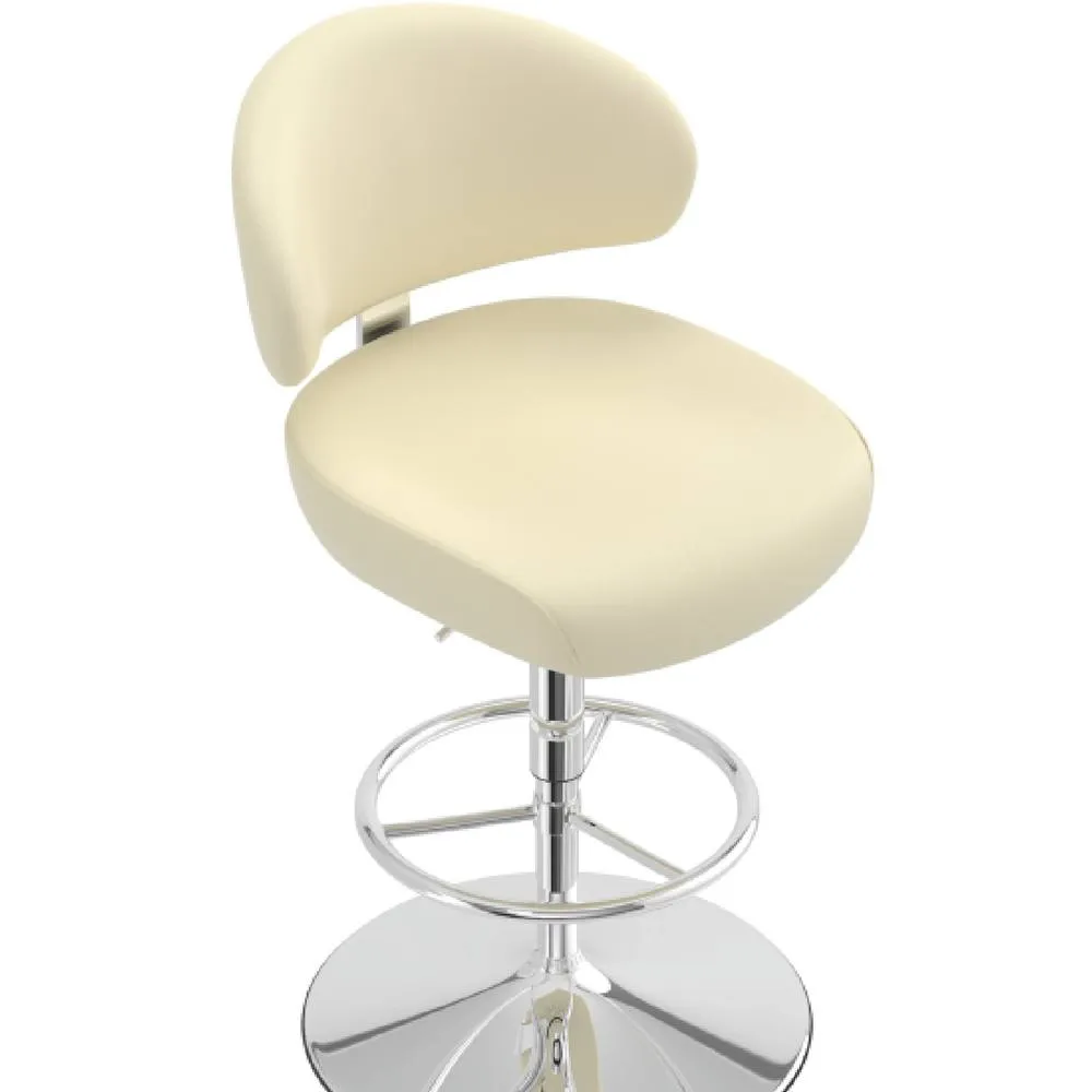 netfurniture Jamaica Height Adjustable Bar Stool Cream Faux Leather Padded Seat 6