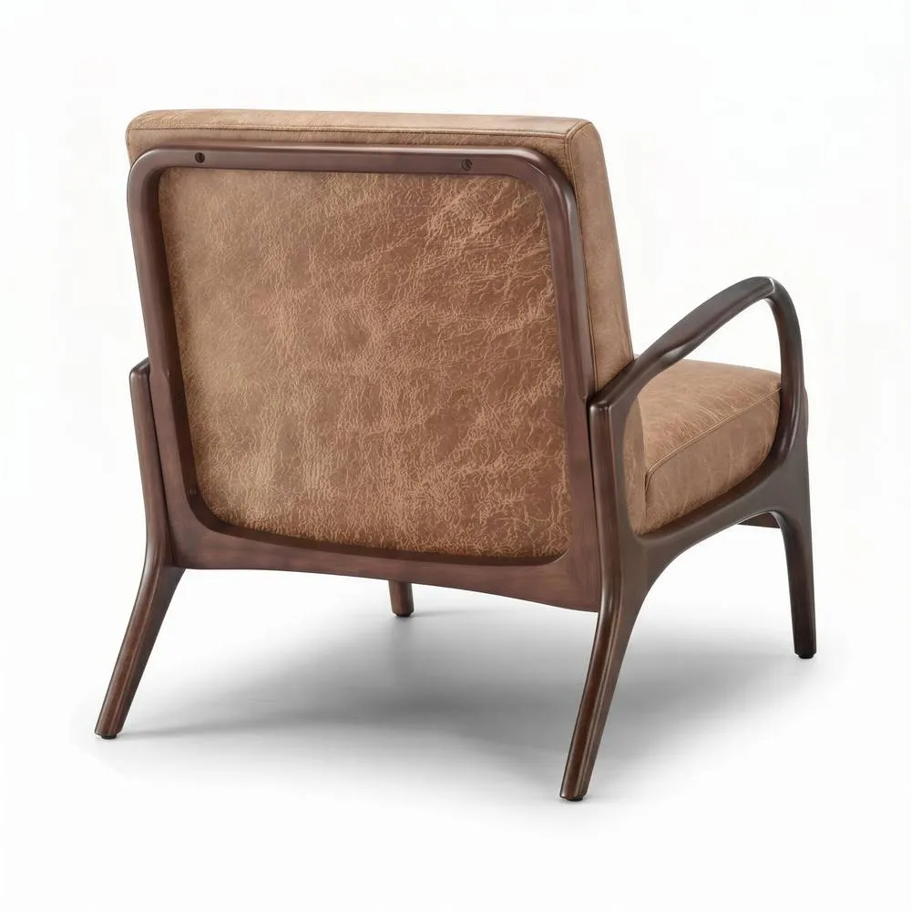FurnitureboxUK Esmeray Tan Faux Leather Mid Century Modern Accent Chair 5