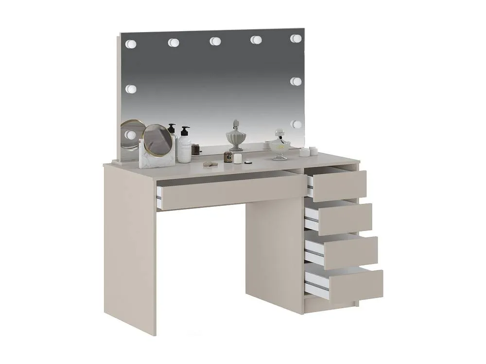 Vente-unique Dressing Table With LED Mirror - 5 Drawers - Beige - JENEMI 6
