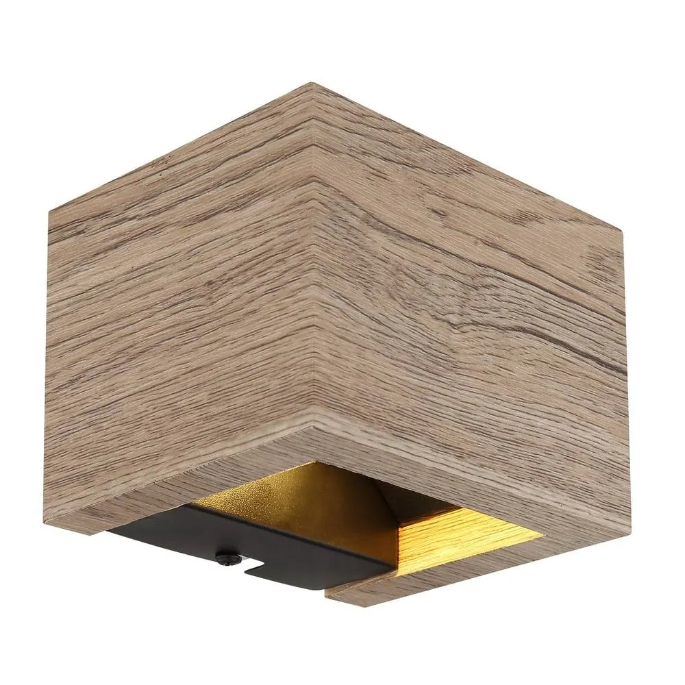 Netlighting Alina Up & Down Wall Lamp Wood Look Dark LED 3000K in Brown