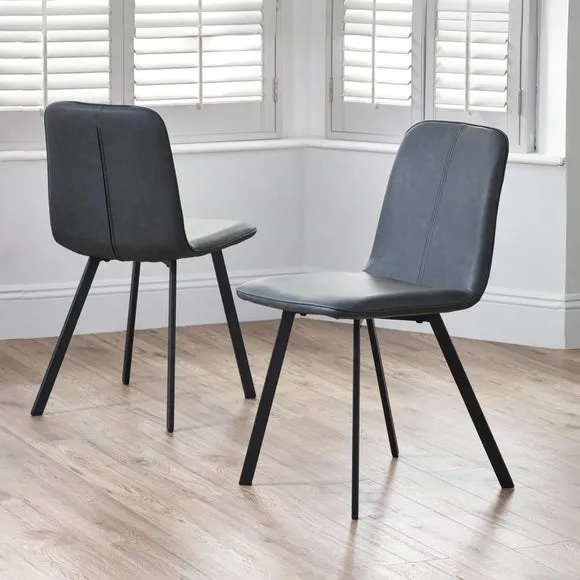 Goya Set Of 2 Dining Chairs, Faux Leather