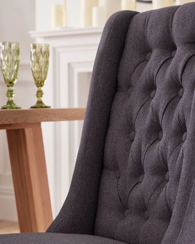 Dibor Cannes Button Back Kitchen Furniture Dining Room Chair - Charcoal in Brown 3