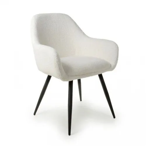 IH Design Danna Boucle White Dining Chairs (Set of 2) in Off-White