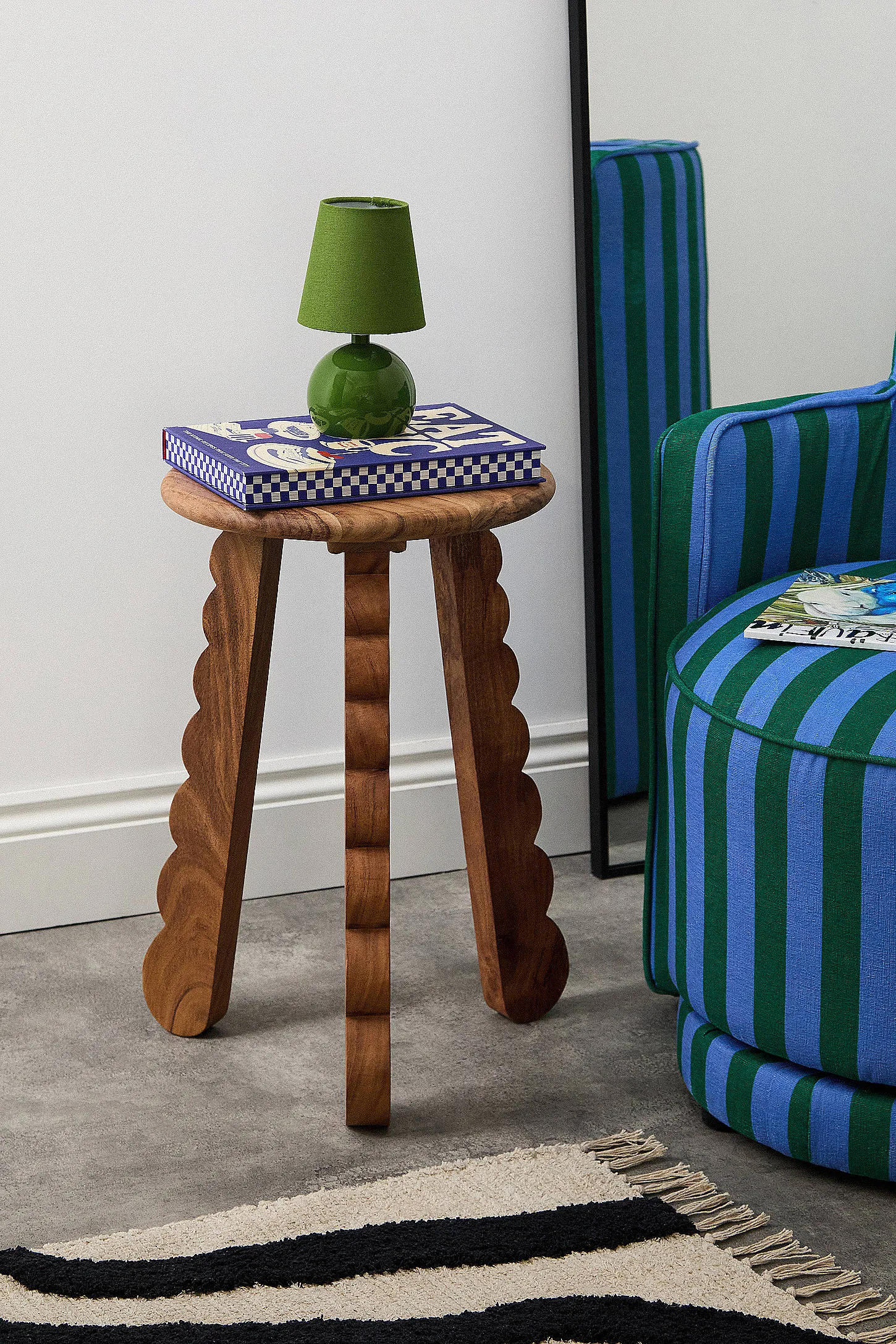 Scalloped Side Table - Brown